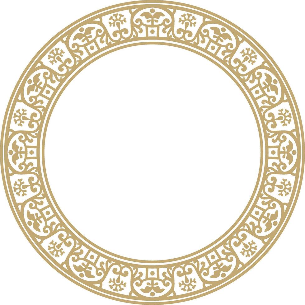 round gold border, frame, Pompeii ring. Circle Neopolitan ornament. Art of Ancient Rome. vector