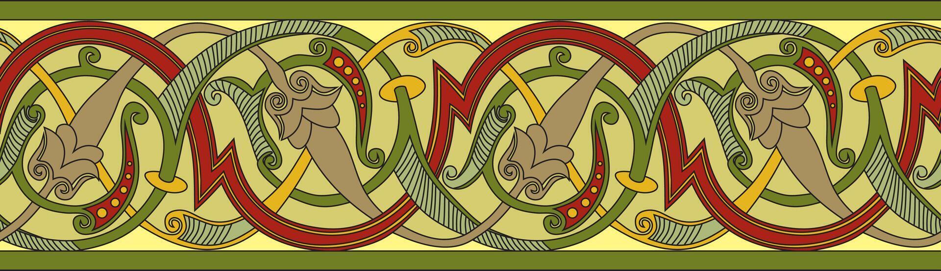 colored seamless oriental national ornament. Endless ethnic floral border, arab peoples frame. Persian painting vector
