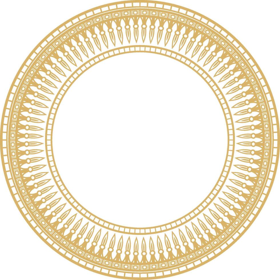 golden round ornament of ancient Egypt. Circle Border, frame in pyramids. vector