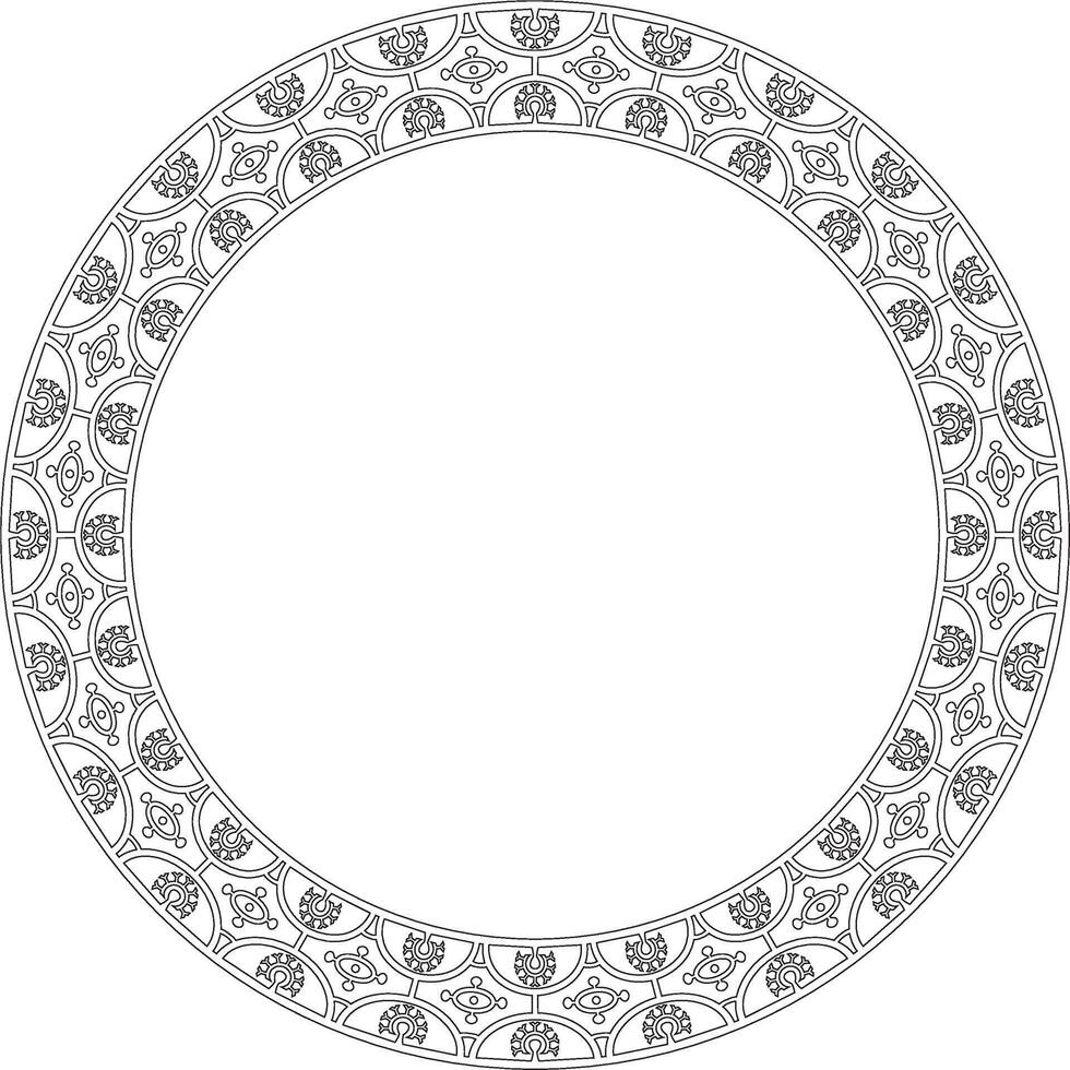 round black contour border, frame, Pompeii ring. Circle Neopolitan ornament. Art of Ancient Rome. Template for stained glass vector