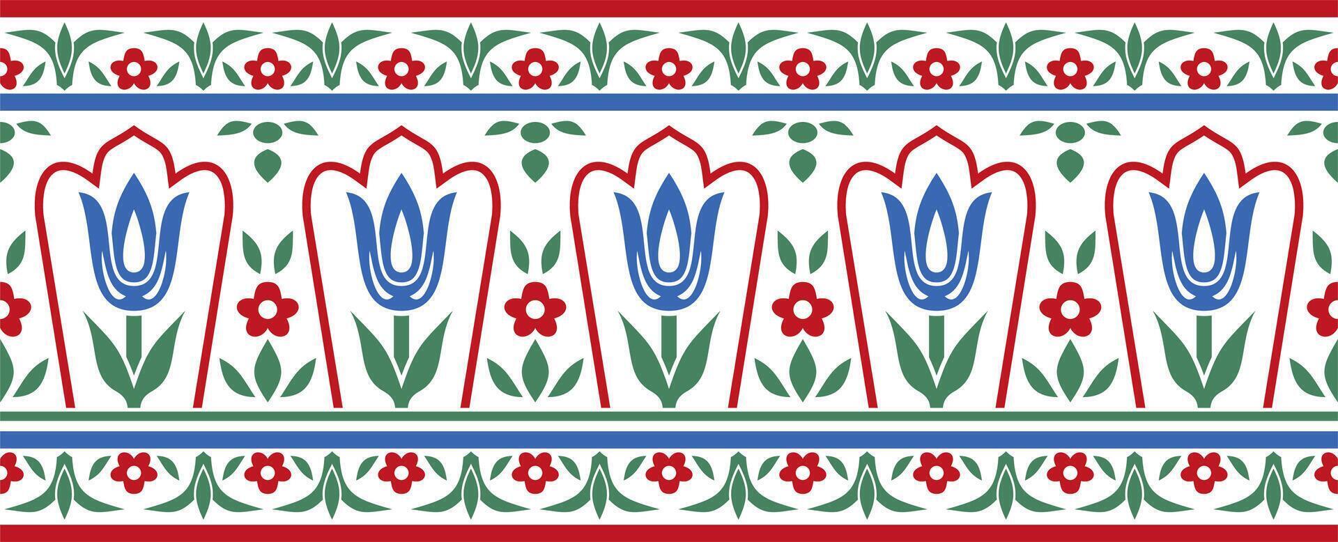 colored seamless turkish ornament. Endless ottoman national border, frame vector