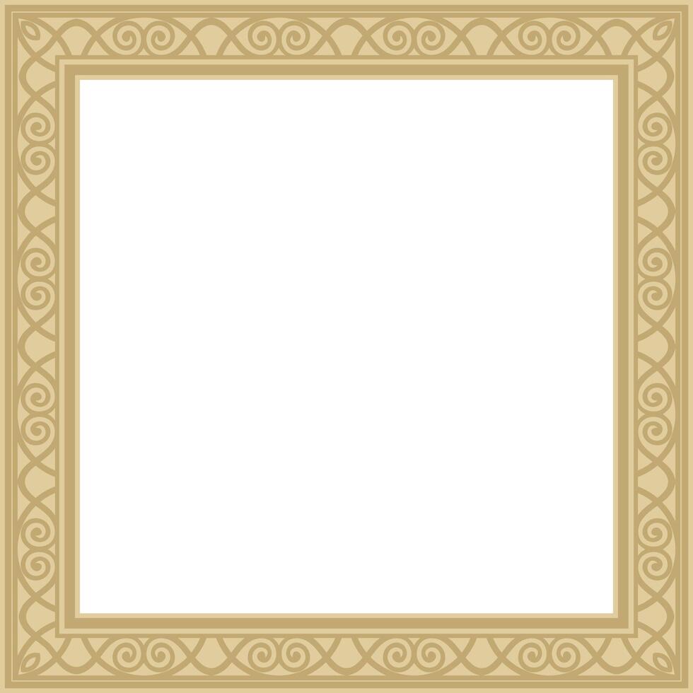 gold square classic renaissance ornament. Endless european border, revival style frame. vector