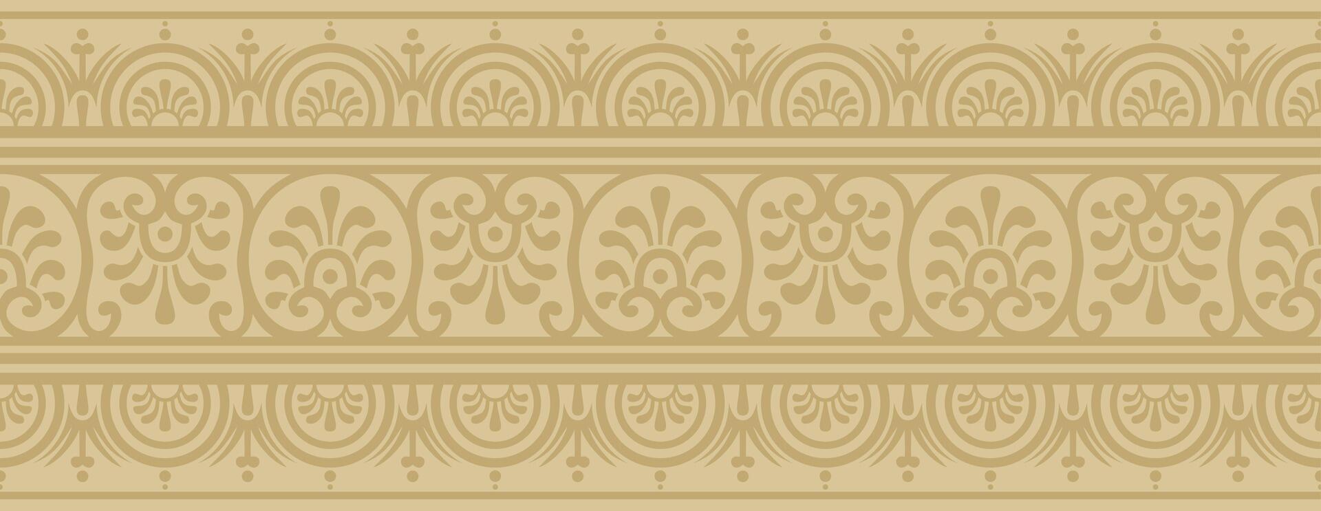 seamless gold border, Pompeii frame. Endless Neopolitan ornament. Art of Ancient Rome. vector