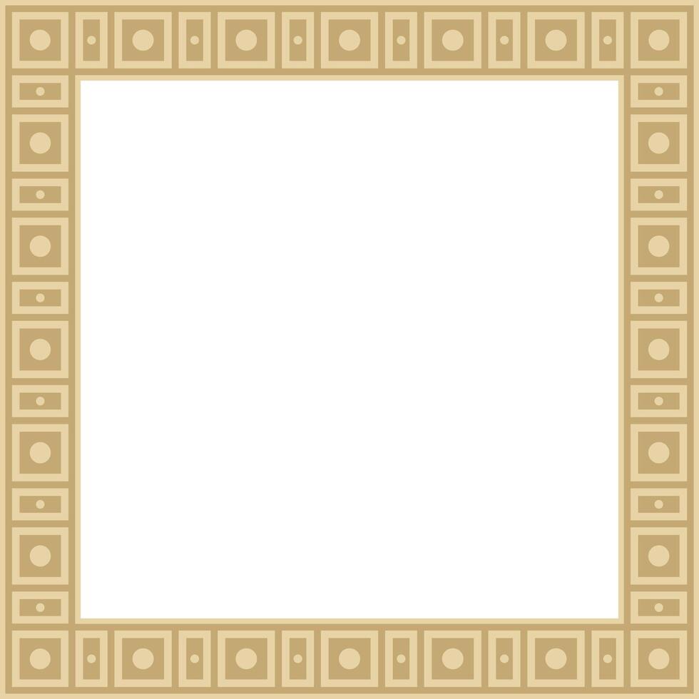 gold native american folk ornament. Square border, frame of the peoples of America, Aztec, Incas, Maya vector