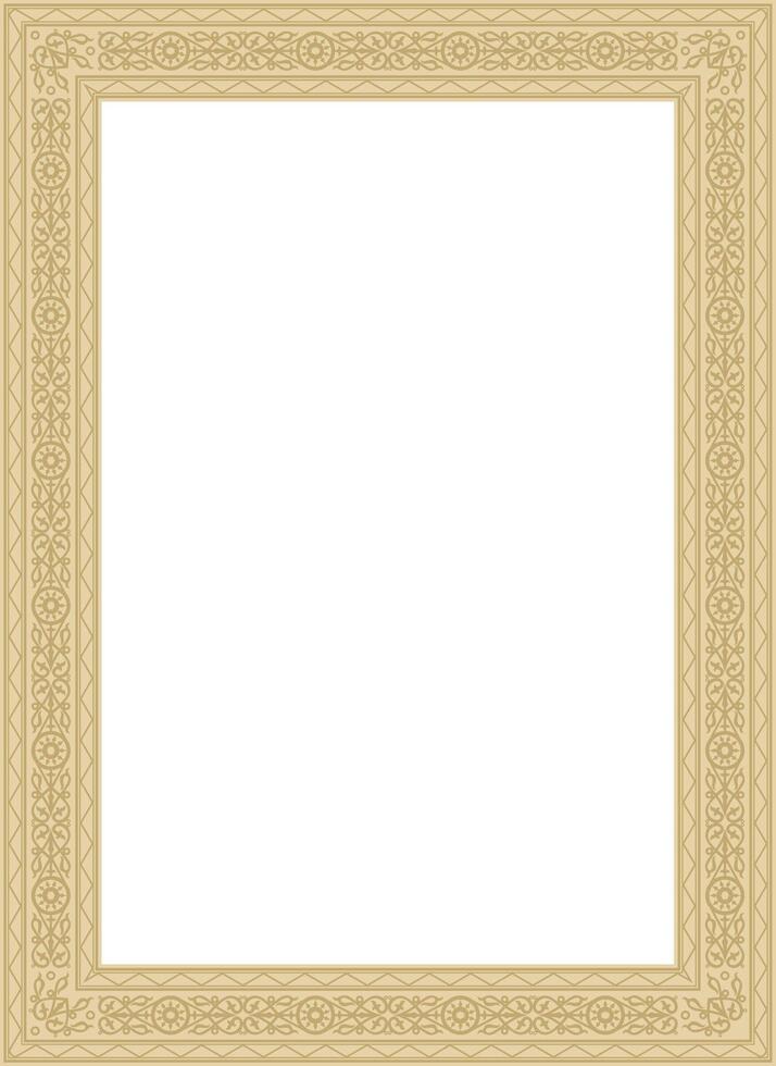 gold square Yakut ornament. An endless rectangular border, a frame of the northern peoples of the Far East. vector