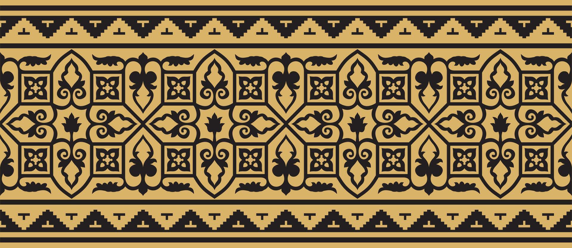 golden seamless Byzantine border, frame. Endless Greek pattern, Drawing of the Eastern Roman Empire. Decoration of the Russian Orthodox Church. vector