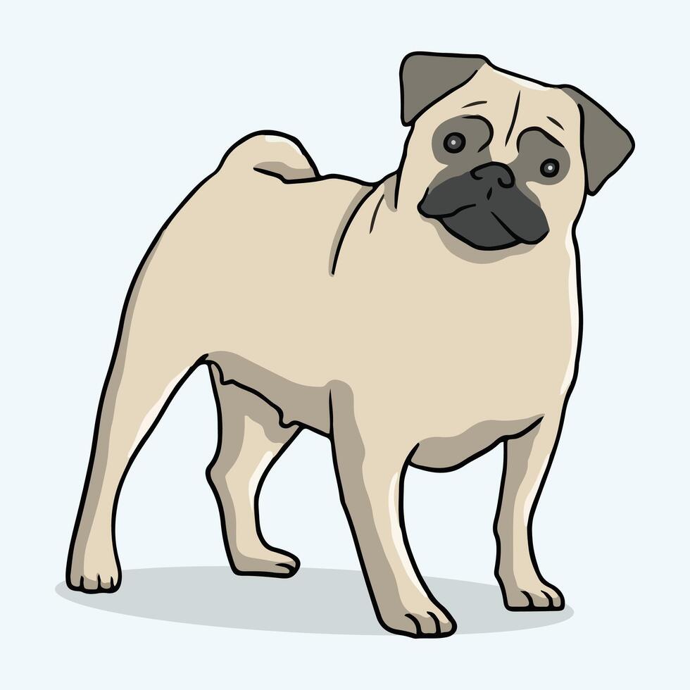 Pug dog cute sticker vector