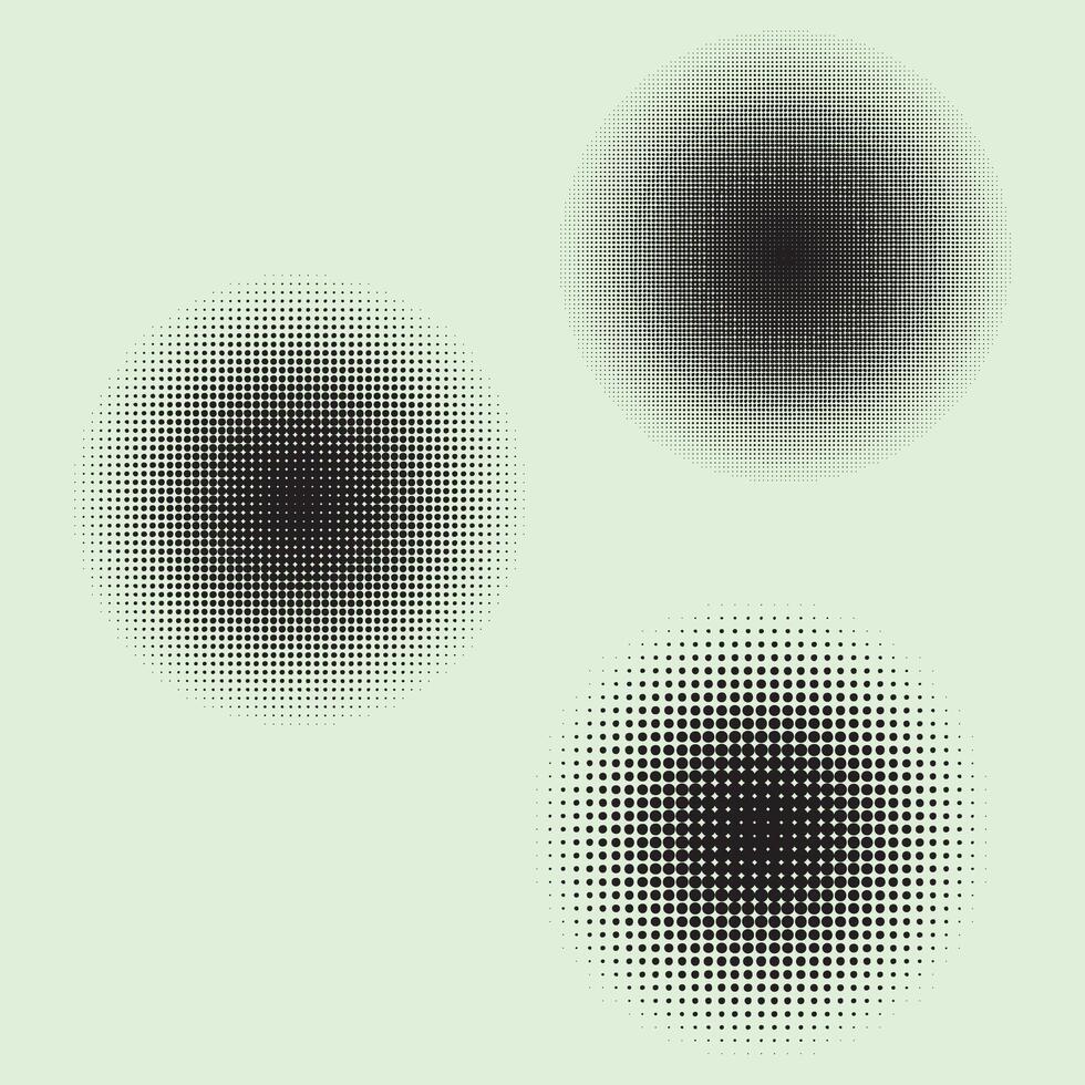 Set of halftone circles Halftone dots circle art style Collection of elements for design vector