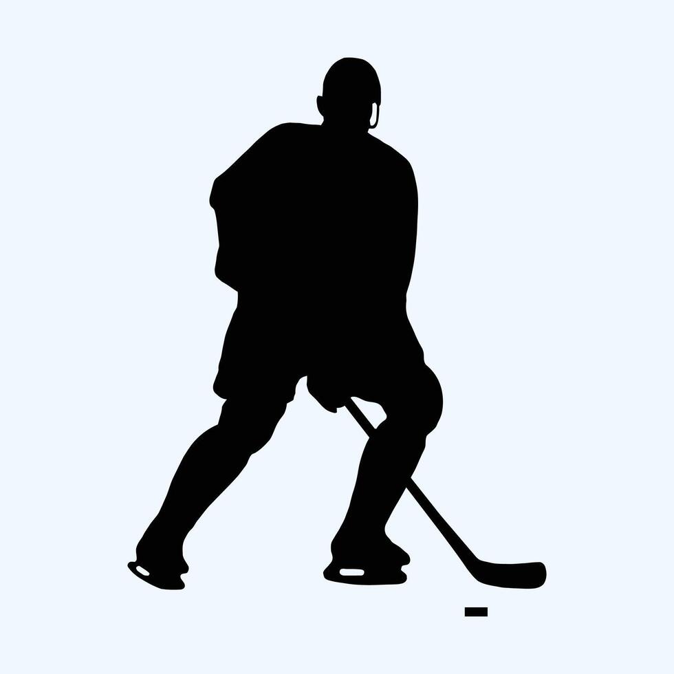 The hockey player silhouette designed in black and white vector
