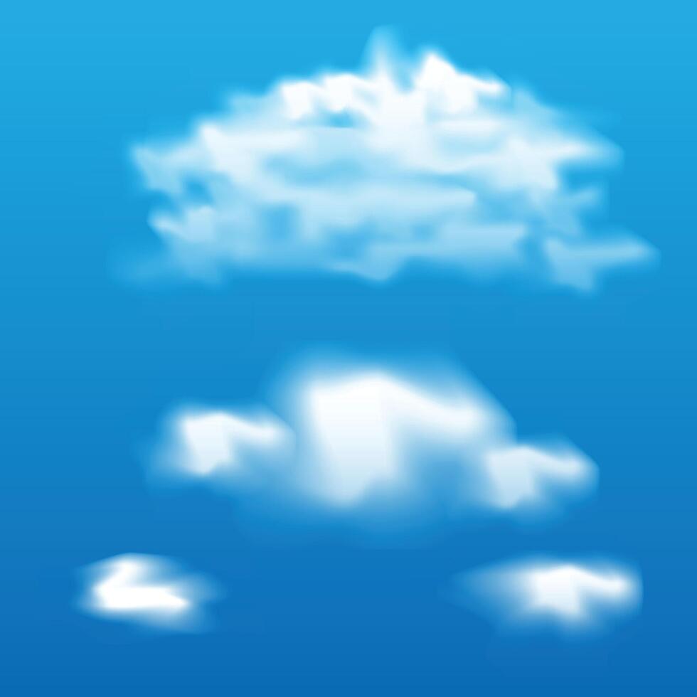 Realistic cloud elements set the blue background vector