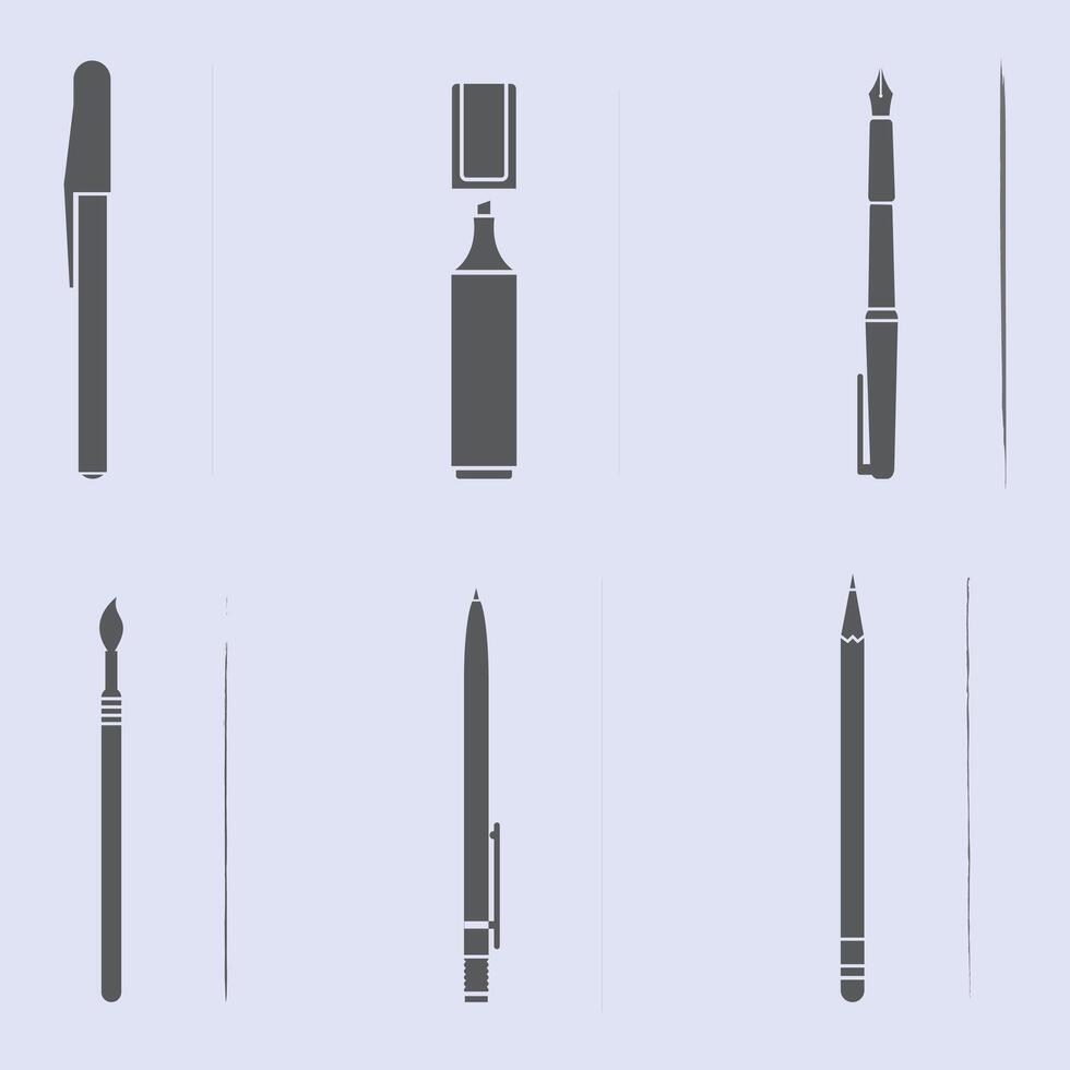 Pen different style design set vector