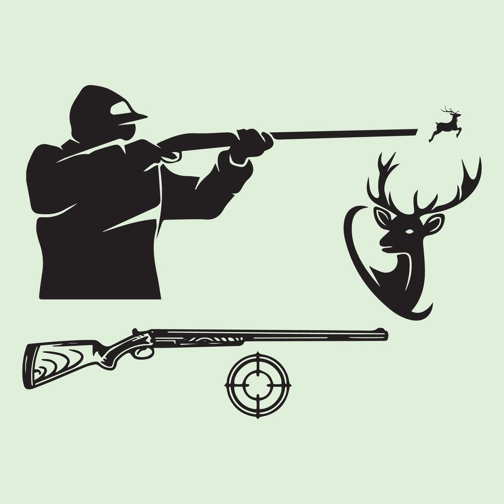 Hunting elements for vintage labels vector