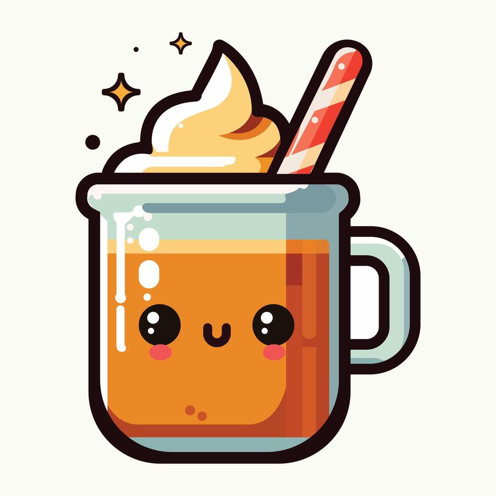 christmas kawaii Classic Hot Buttered Rum flat icon. vector