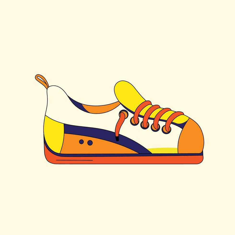 illustration of sneakers in flat style on solid light background. vector