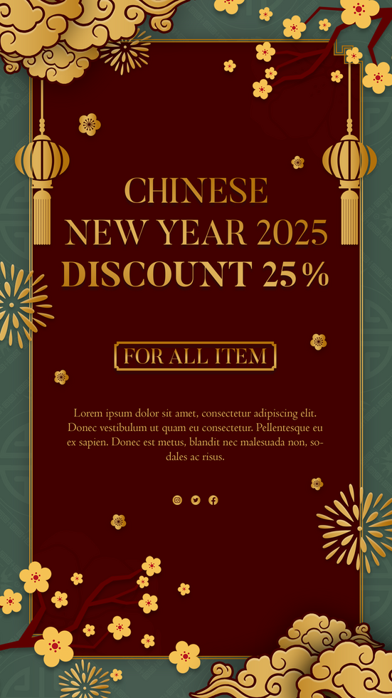 Chinese New Year Sale Discount Elegant Social Media Story Design psd