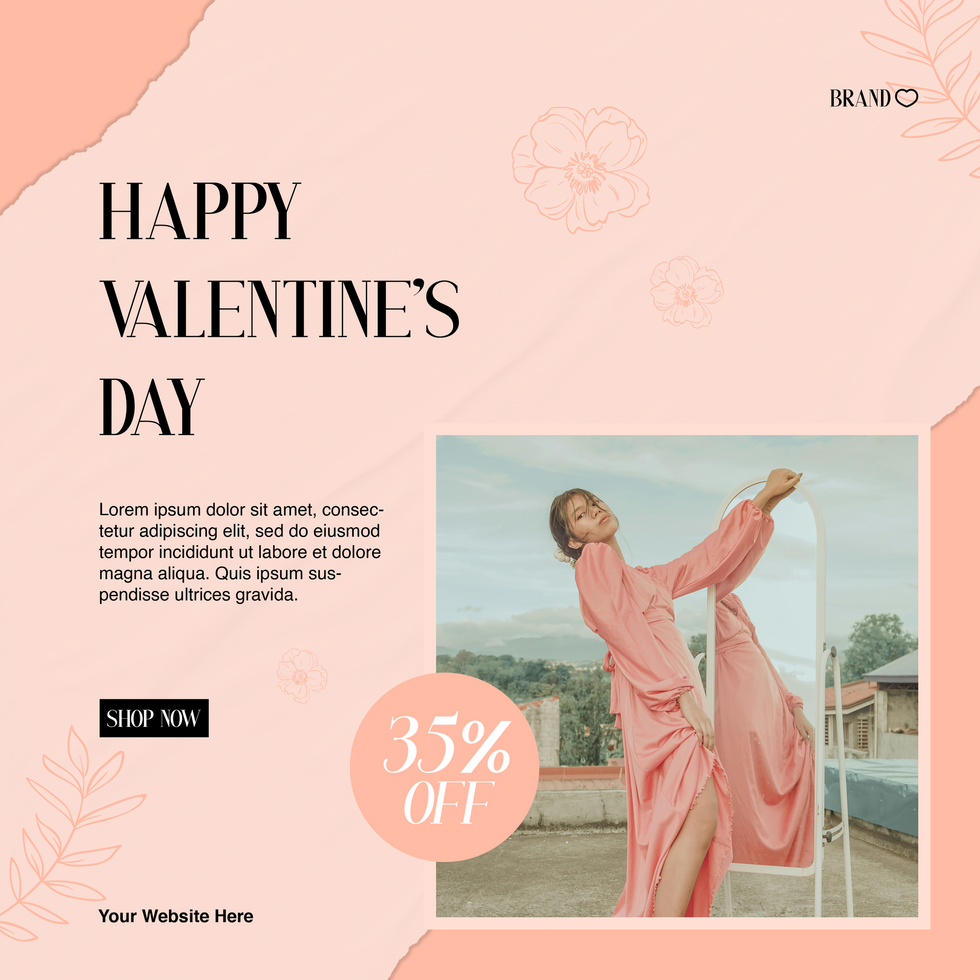 Happy Valentines Day Sale Fashion Woman Discount Offer Social Media Post Template Design psd
