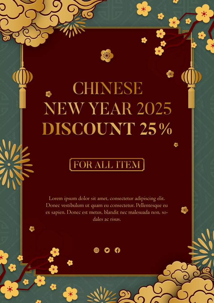 Chinese New Year Sale Discount Elegant Flyer Template psd