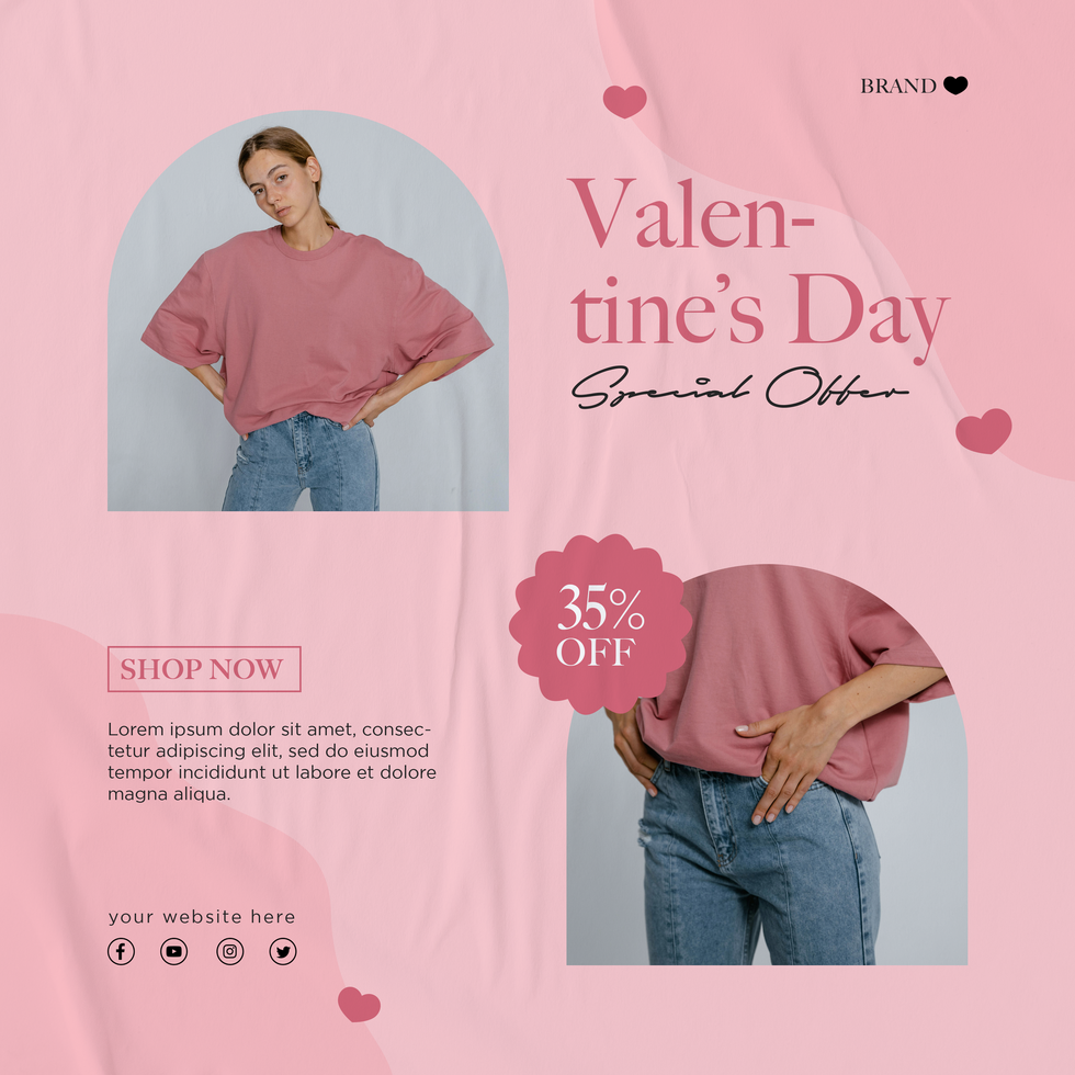 Valentines Day Special Offer Sale Fashion Product Social Media Post Template Design psd