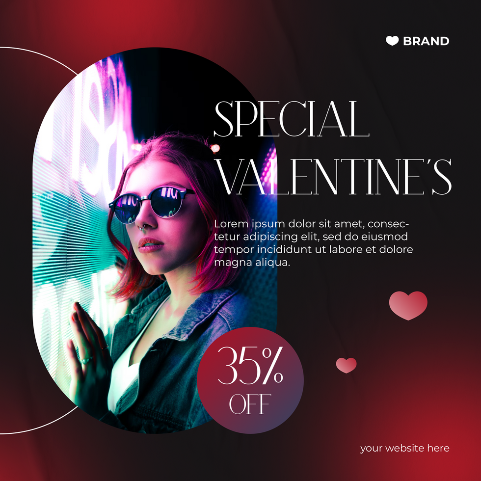 Special Valentine Sale Discount Offer Dark Gradient Theme Social Media Post Template psd