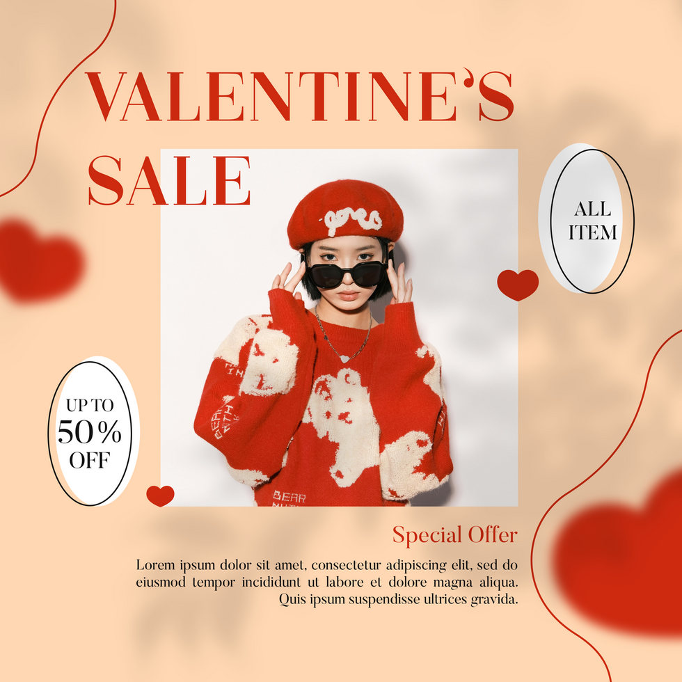 Valentines Sale Fashion Product Social Media Post Template Design psd
