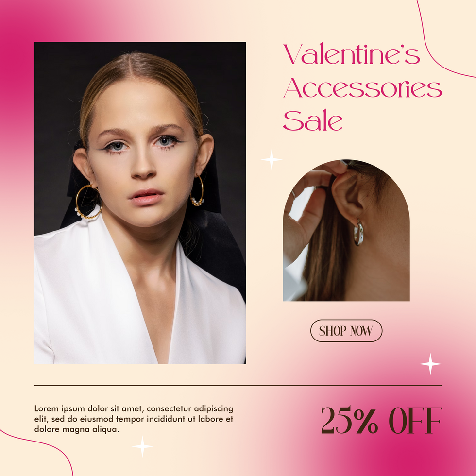 Valentines Accessories Sale Minimalist Gradient Theme Social Media Post Template Design psd