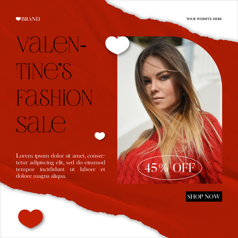 Valentine Fashion Sale Red Theme Minimalist Design Social Media Post Template psd