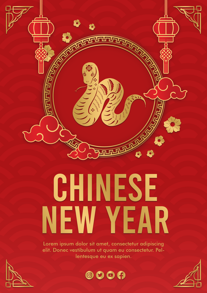 Chinese New Year Greeting Flyer A4 Design psd