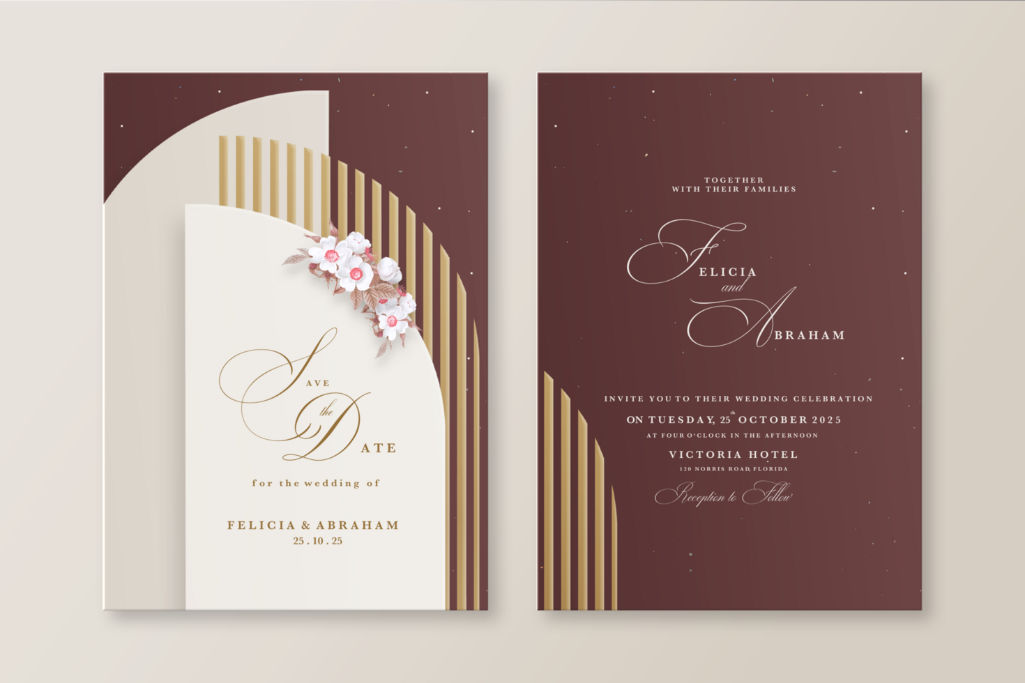 Geometric Wedding Invitation Template psd