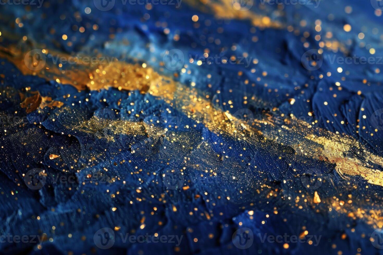 Abstract blue and gold acrylic painting photo