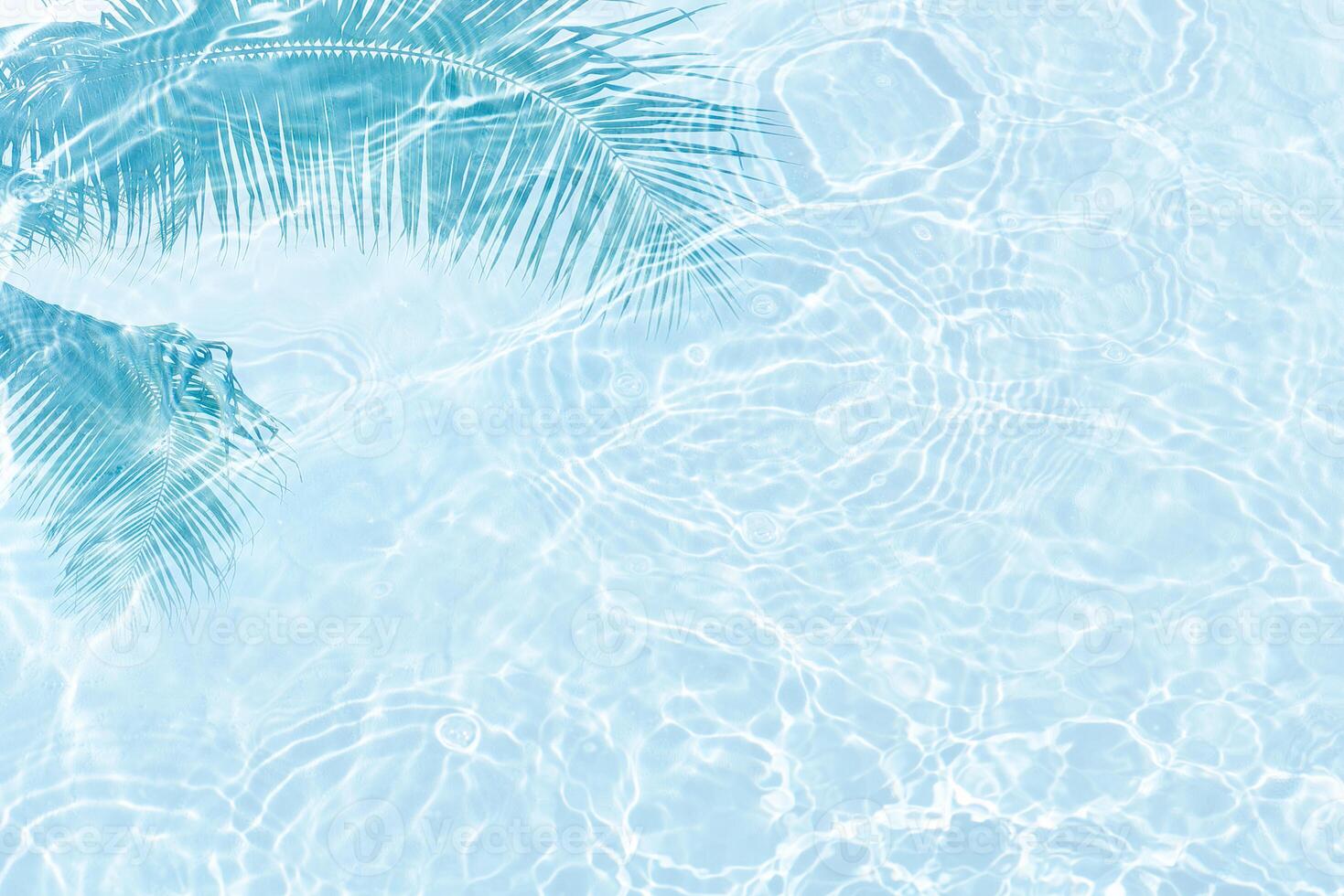 Bluewater waves on the surface ripples blurred. Defocus blurred transparent blue colored clear calm water surface texture with splash and bubbles. Water waves with shining pattern texture background. photo