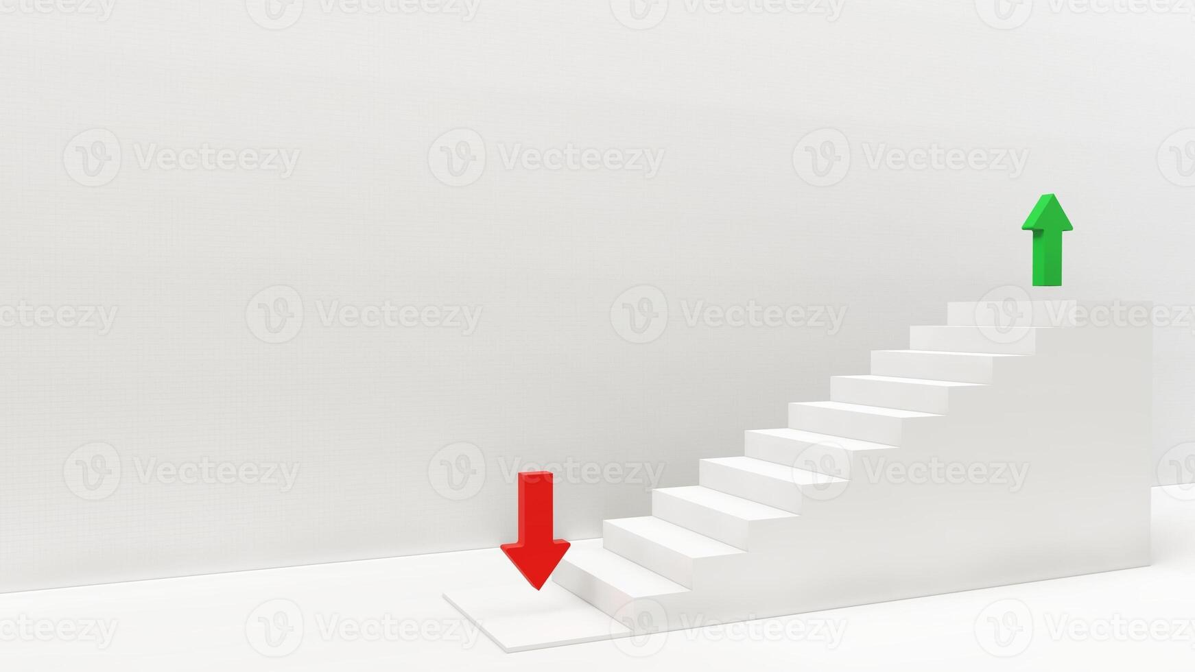 3D graph with a red arrow showing upward progress and business success photo