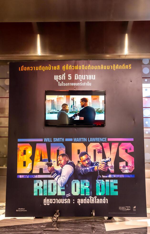 BANGKOK, THAILAND, 21 June 2024 - A beautiful standee of a movie called Bad Boys Ride or Die Display at the cinema to promote the movie photo