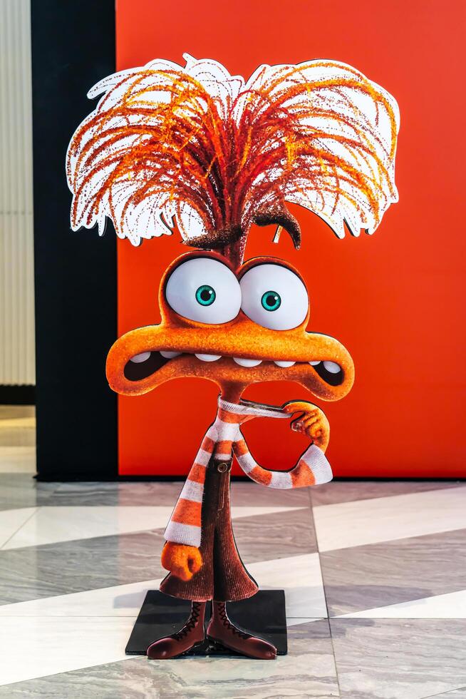 BANGKOK, THAILAND, 21 June 2024 - A beautiful standee of a movie called Inside out 2 from walt disney display at the cinema to promote the movie photo