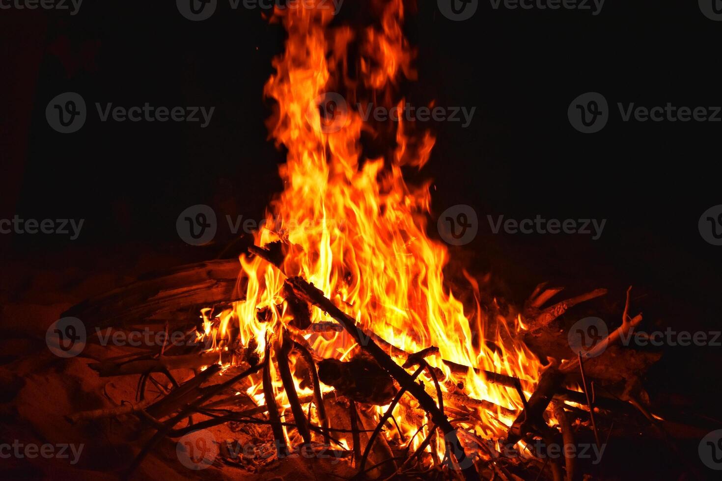NNight Scene with Bonfire on the Sand photo