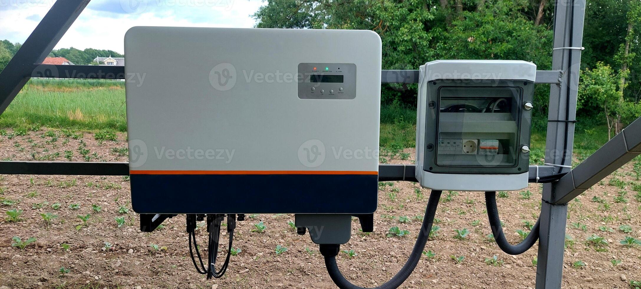 Solar inverter hybrid isometric system controller with switch. photo