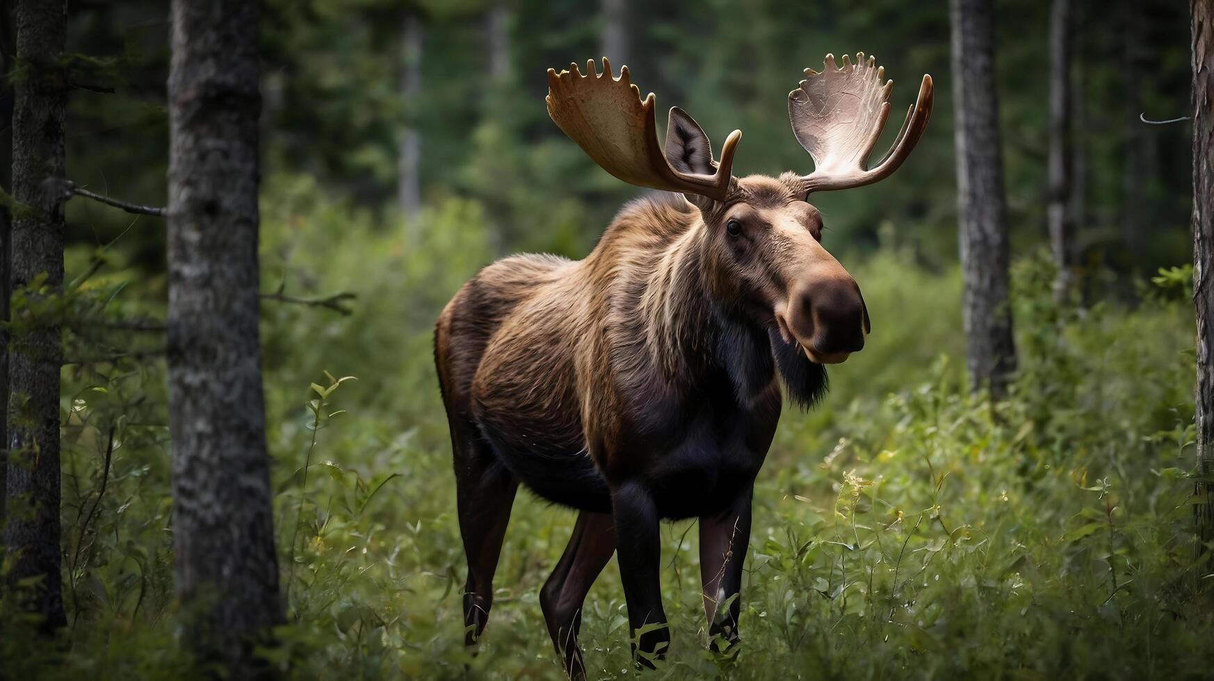 Portrait of a moose in the forest photo
