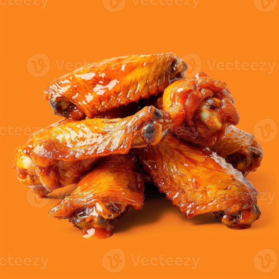 Close-up of a Pile of Glazed Chicken Wings photo