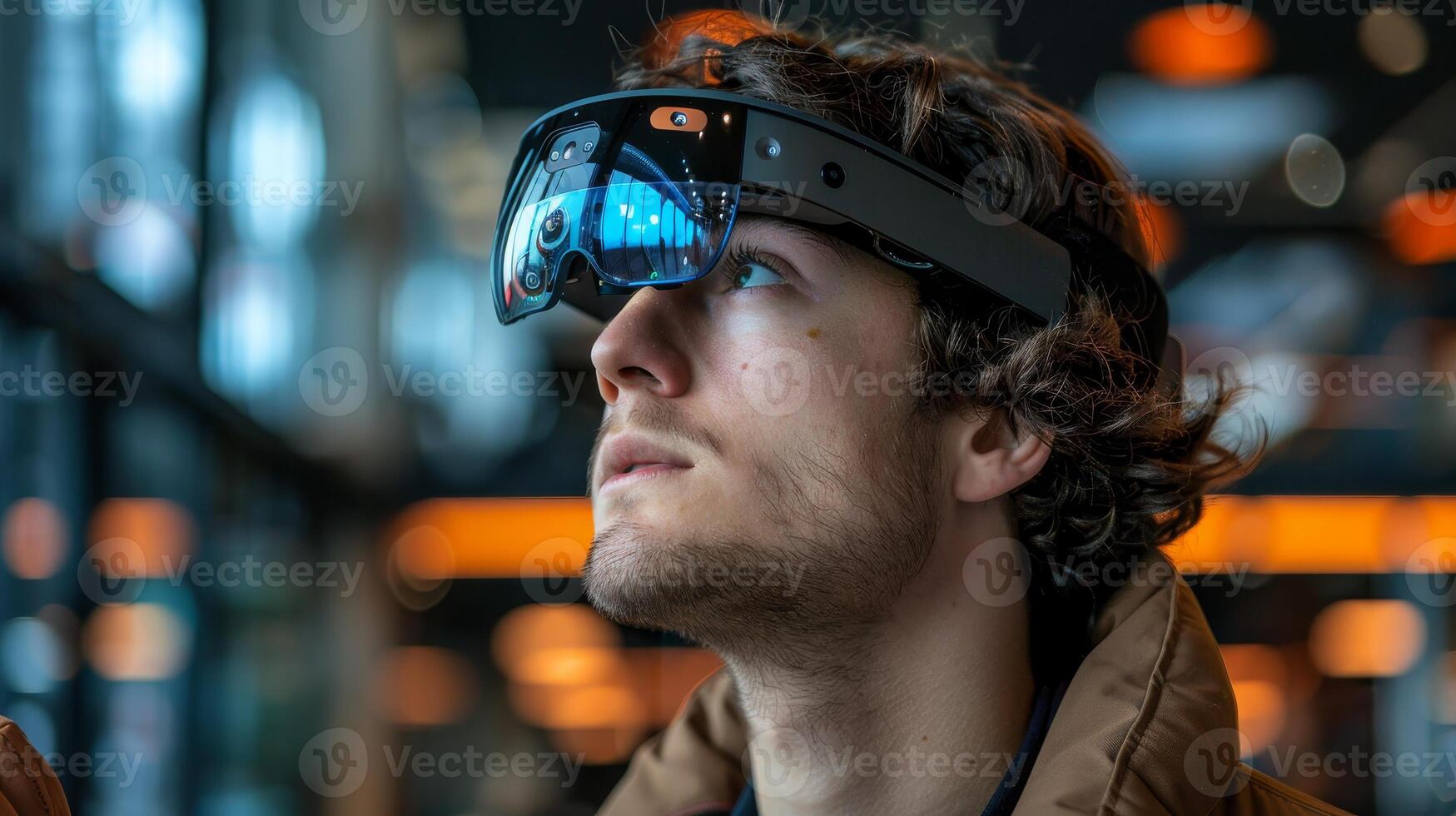 Man Experiencing Augmented Reality photo