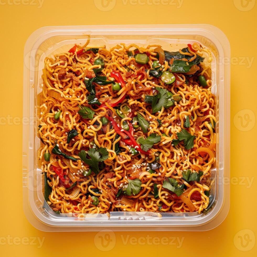 Delicious Noodles With Vegetables and Spices photo