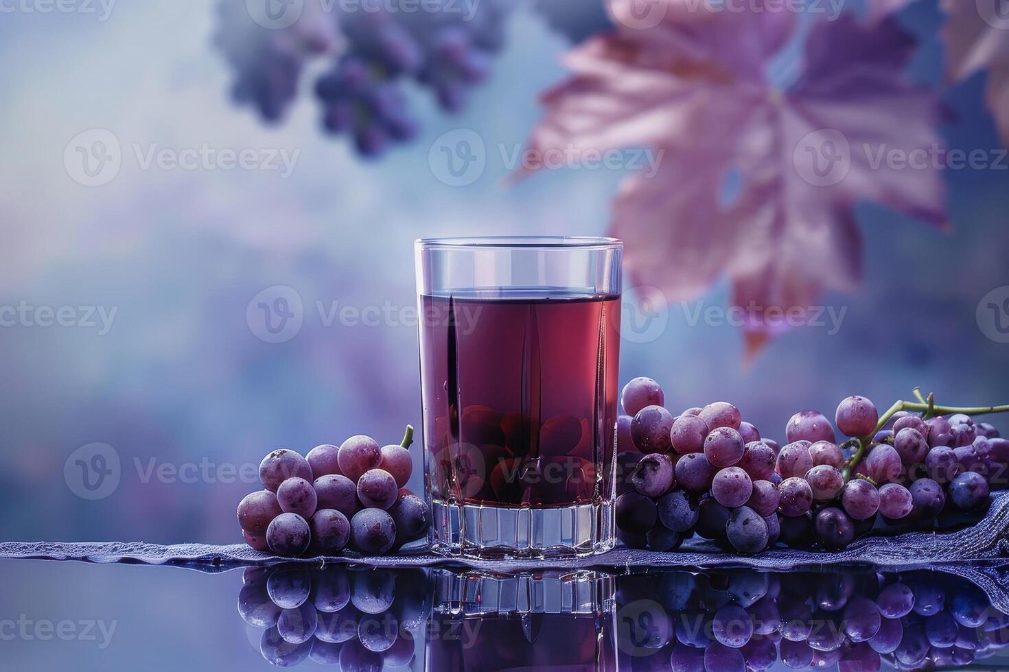 Glass of Grape Juice with Fresh Grapes photo