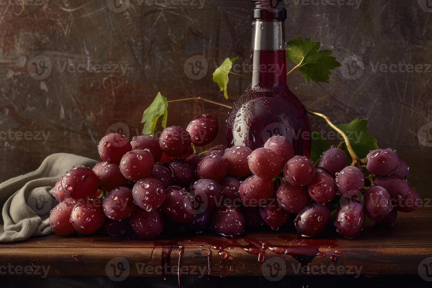 Grapes and Wine Bottle Still Life photo