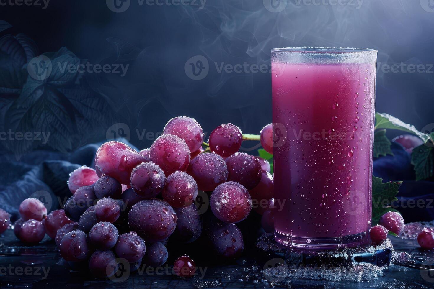 Fresh Grape Juice and Grapes with Water Drops photo