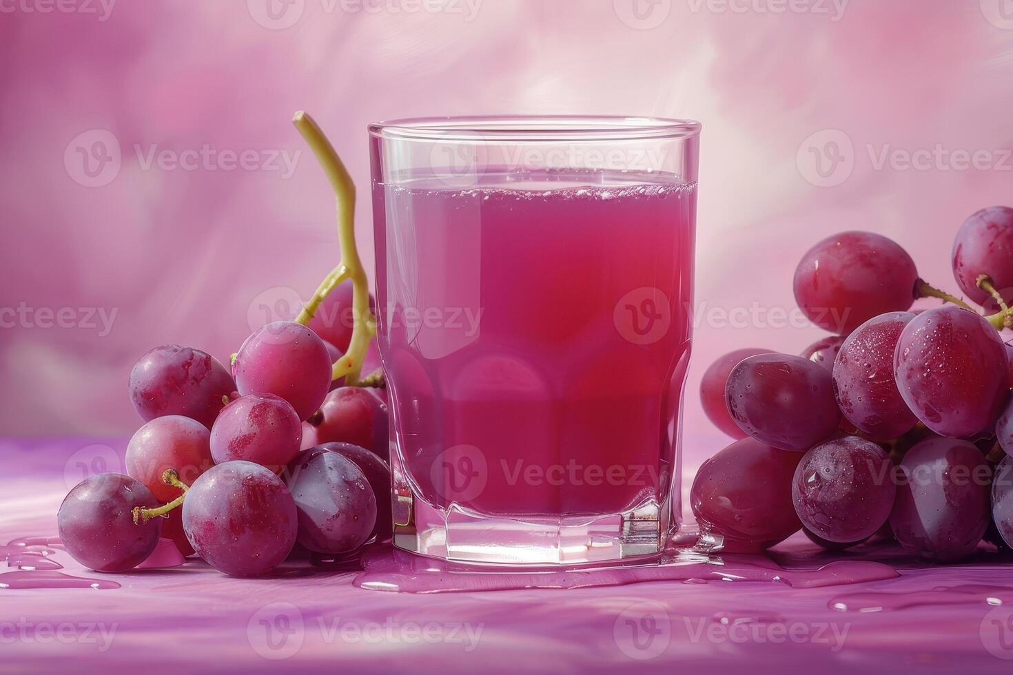 Freshly Squeezed Grape Juice with Ripe Grapes photo