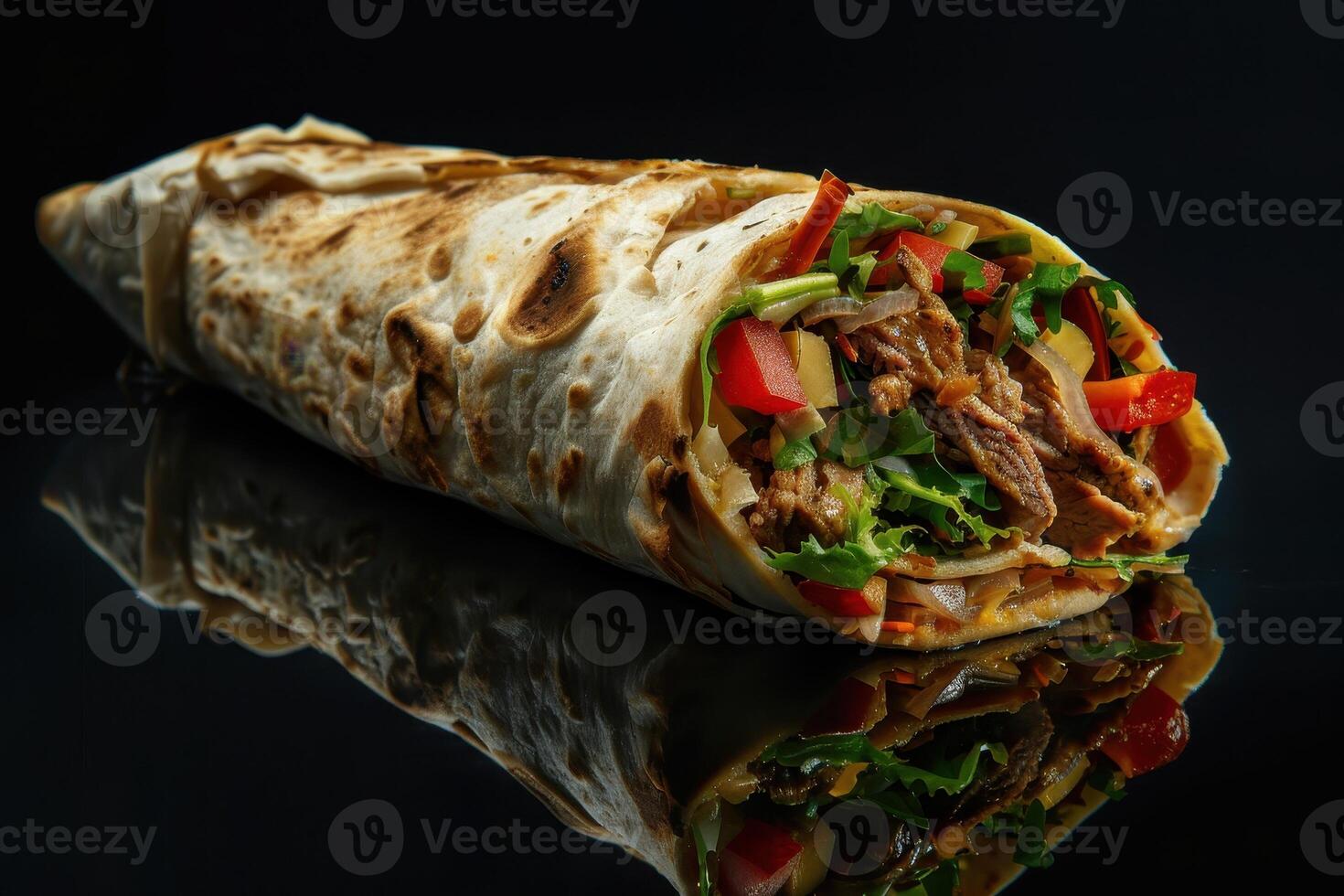 Delicious and Flavorful Burrito with Grilled Meat photo