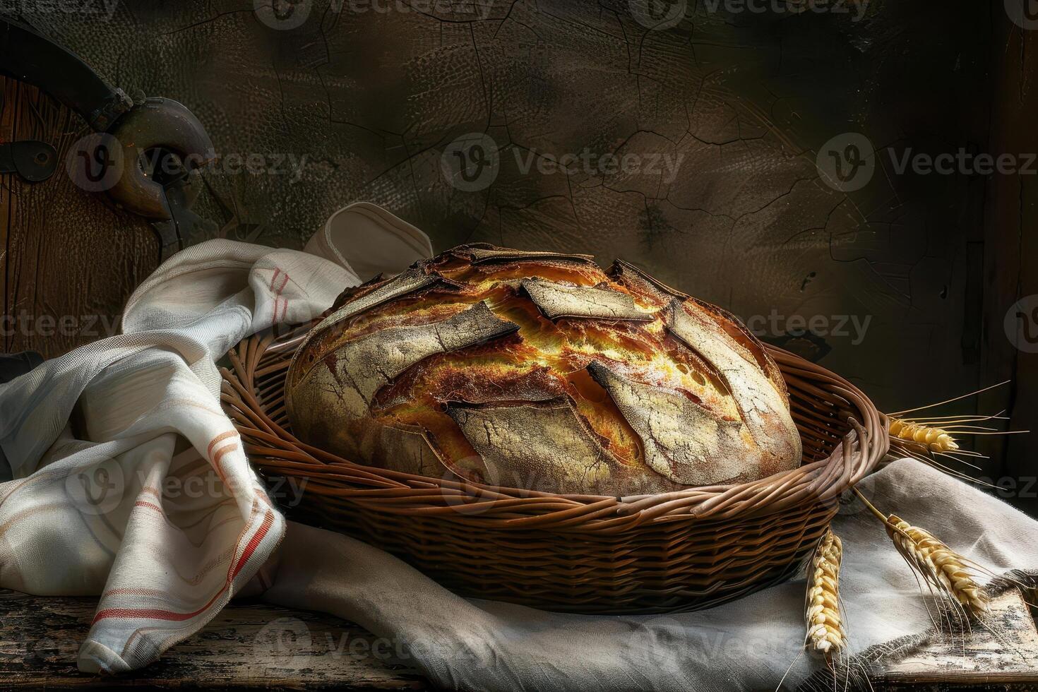 Freshly Baked Bread in a Rustic Setting photo
