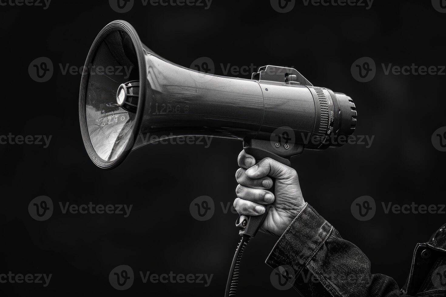 Hand Holding Megaphone Loudspeaker Amplifying Sound photo