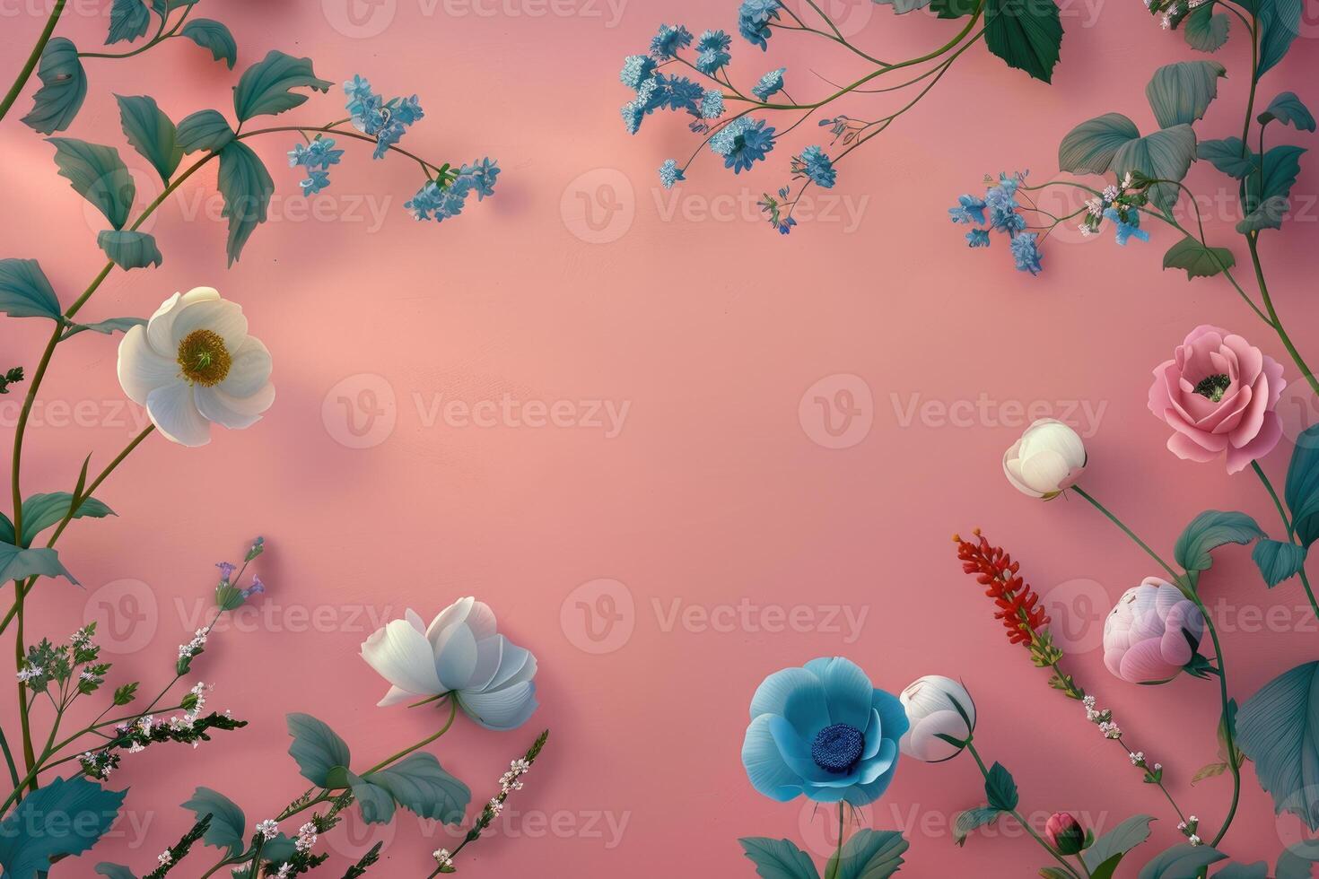 A Floral Arrangement on a Pink Background photo