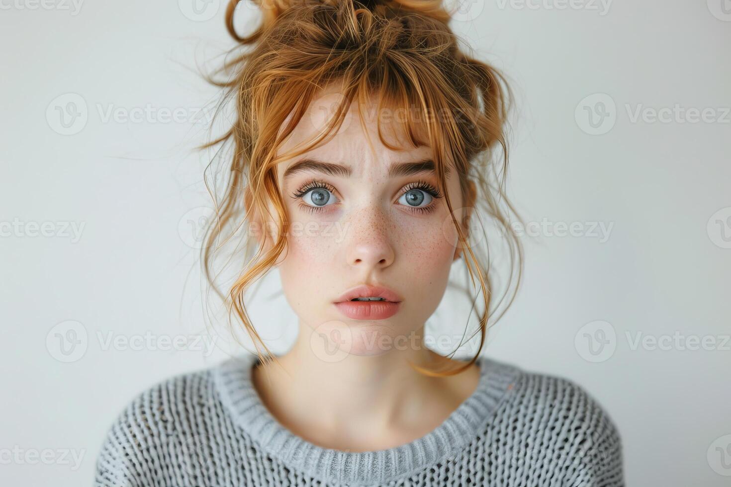 Portrait of a Young Woman with Expressive Eyes photo
