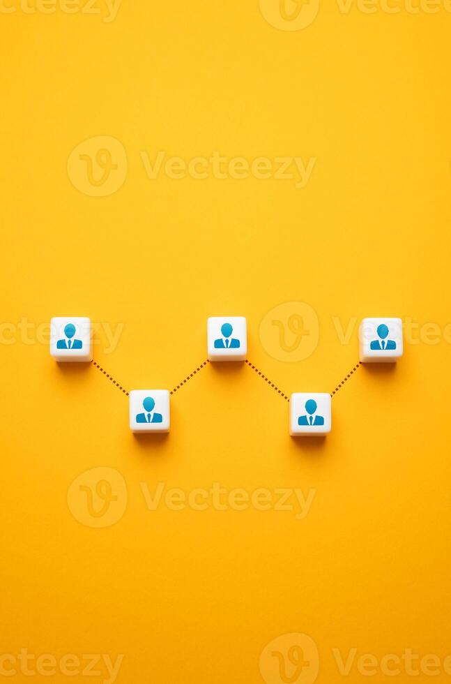 Relationships between businessmen or employees. Business relations. Cooperation and communication within the team. Coordination and partnership. Unity and coordination for better efficiency. photo