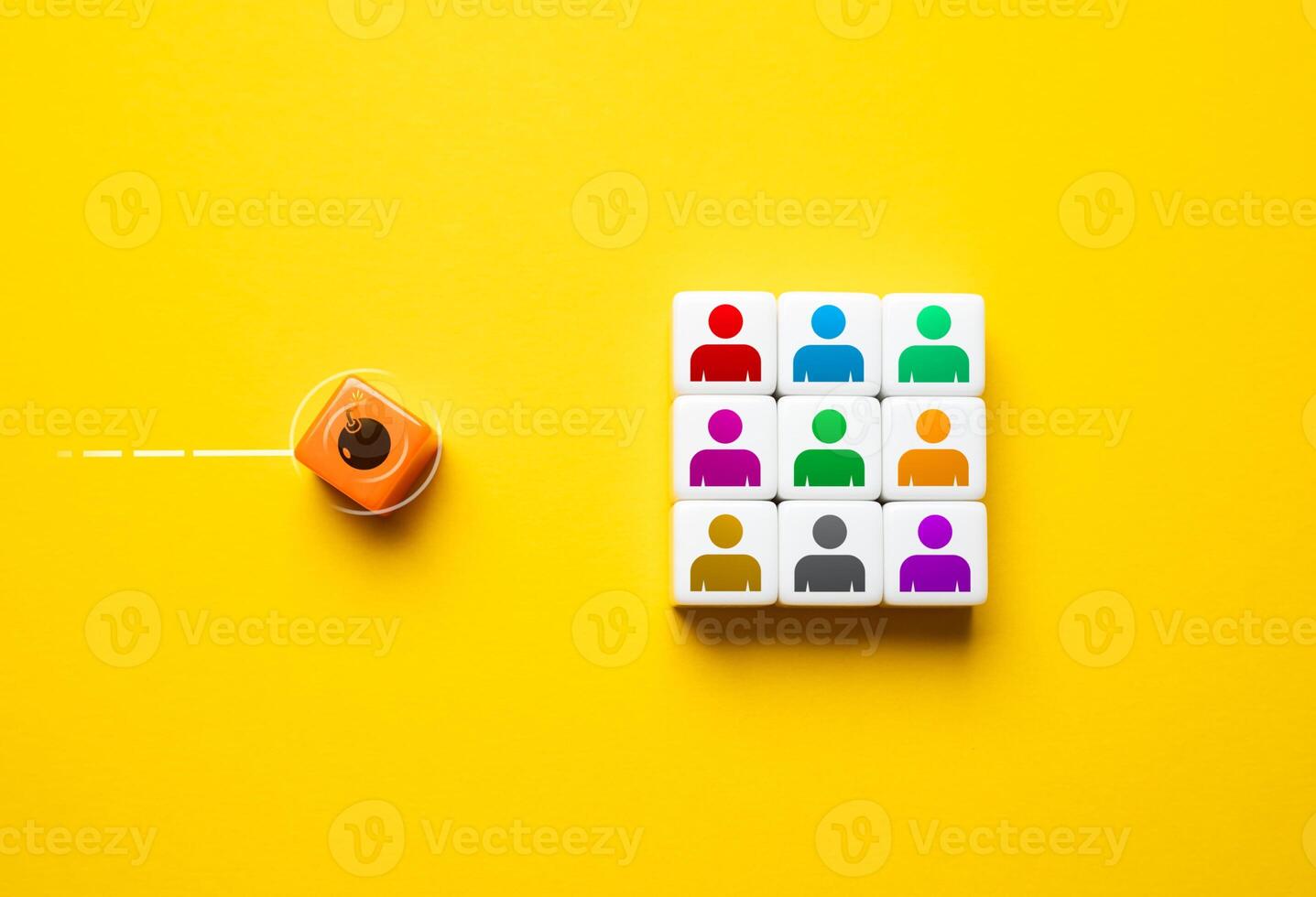 A targeted attack on a multicultural society with the aim of causing division and initiating conflict. Attack on a team. photo